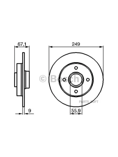 Диск торм. зад. PEUGEOT 207-308 CITROEN C4 C5 2000=>