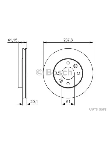 Диск тормозной Renault Megane I  Clio 2 передний вентилируемый Bosch 0986479R66