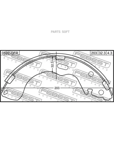 Колодки тормозные Mazda 626 GF 97-99 (EU) задние барабанные Febest 0502-GFR