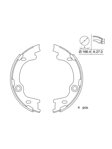 Колодки тормозные барабанные (Сзади Стояночный тормоз) Hyundai ix35 09-15  Tucson 15-19