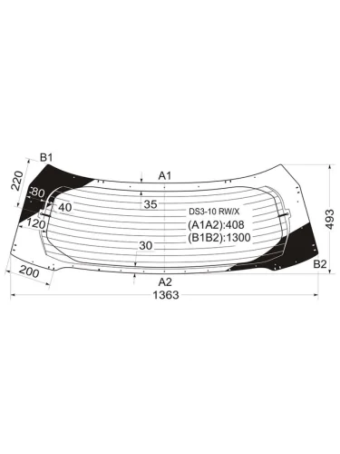 Стекло заднее (Цвет зеленый Обогрев) Citroen DS3 09-16