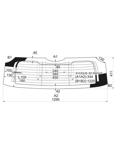 Стекло заднее (Цвет зеленый Обогрев 3D) Land Rover Range Rover Evoque 11-18
