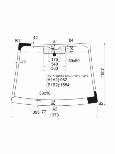 Стекло лобовое Citroen C3 Picasso 09-16