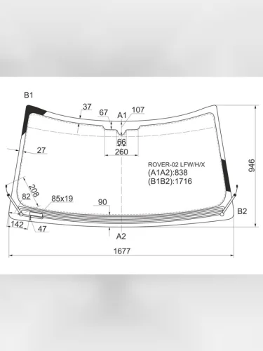 Стекло лобовое (Обогрев щеток) Land Rover Range Rover 02-09