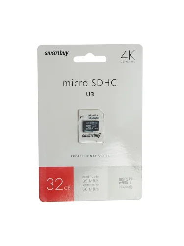 Карта памяти 32GB MicroSD class 10 + SD адаптер SMARTBUY