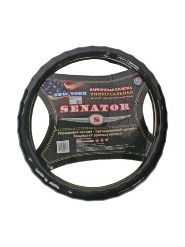 Оплетка руля (M) 37-39см карбон винил New york SENATOR