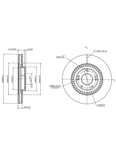 Диск тормозной (Спереди) Hyundai Santa Fe 12-21  Kia Sorento 14-18