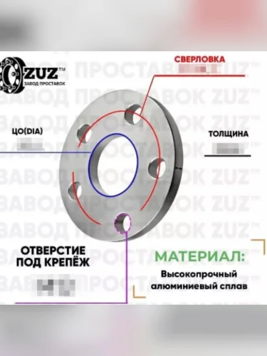 Шайба-проставка 10 мм (1 шт. без бортика) ZUZ Audi Q8 4MN (2018-2022) 