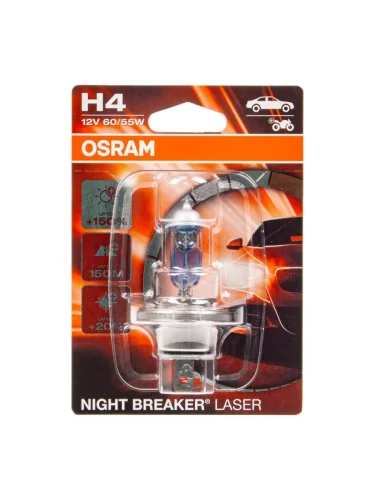 Лампа 12V H4 6055W P43t +150% 4050K блистер (1шт.) Night Breaker Laser OSRAM