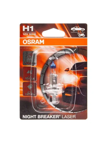 Лампа 12V H1 55W P14.5s +150% 3500K блистер (1шт.) Night Breaker Laser OSRAM