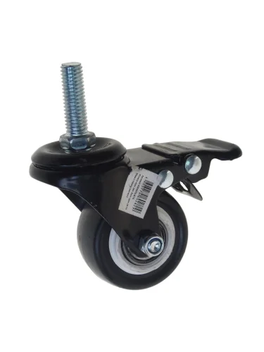 Колесо для тележки d=50мм 50кг болт М10 поворотное с тормозом резина черный МФК