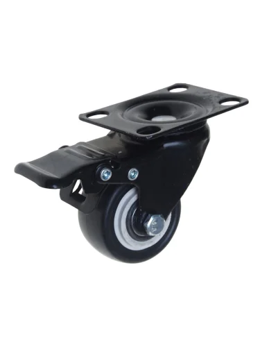 Колесо для тележки d=50мм 70кг платф. поворотное с тормозом резина черный МФК
