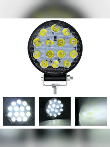 LED ПТФ 14 диодов 42 Вт автомобильные фары круглые  Туманки ПТФ дальнего света Дневные ходовые огни светодиодный автосвет 1шт.