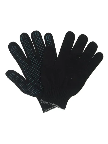 Перчатки хб 5-и нит. 10 класс ПВХ точка черные