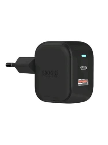 Устройство зарядное в розетку 1USB + 1 Type C черное BROOKS