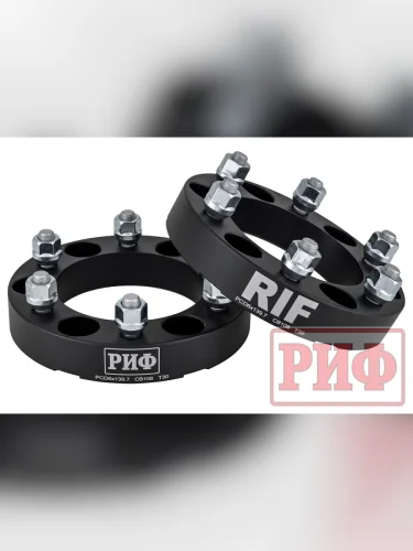 Проставки колёсные РИФ 6x139,7, ЦО 108 мм, толщина 30 мм, 12x1,5 (2 шт.)  brand: РИФ, posadochnyy_razmer: 6x139,7, width_mm_2: 110, dlina_mm: 195, ves_kg_1: 2.85, krepezh: 12x1.5, vysota_mm: 210