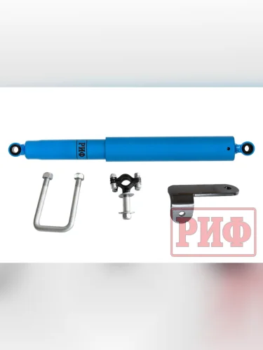 Демпфер РИФ рулевой с кронштейнами УАЗ Патриот, Пикап, Карго до 2019 лифт 30-50 мм  brand: РИФ, width_mm_2: 90, dlina_mm: 520, ves_kg_1: 5, vysota_mm: 90