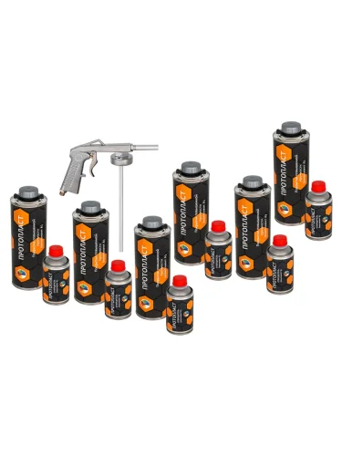 Покрытие защитное повышенной прочноcти колеруемое ПРОТОПЛАСТ, с отвердителем 6 л и пистолетом, (аналог RAPTOR U-POL)  brand: Raptor, width_mm_2: 270, dlina_mm: 185, ves_kg_1: 8, vysota_mm: 400