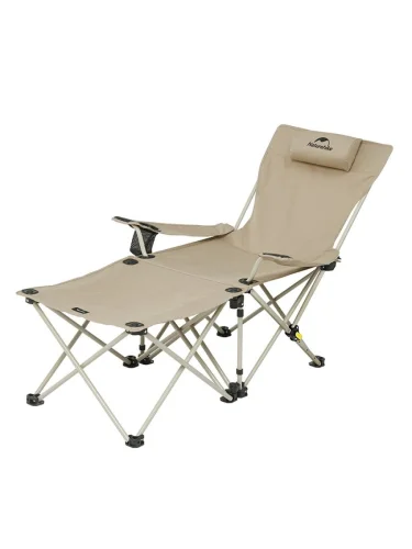 Кресло туристическое Naturehike Nightfall T05J с секцией, 149х52х79 см, до 120 кг, бежевое  brand: Naturehike, tsvet: Бежевый, width_mm_2: 180, dlina_mm: 260, ves_kg_1: 5.6, material: Оксфорд, vysota_mm: 880