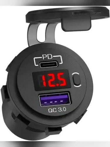 Розетка USB QC 3.0, PD с вольтметром и выключателем  brand: РИФ