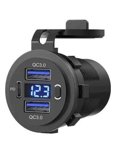 Розетка USB QC 3.0х2, PD с вольтметром и выключателем  brand: РИФ