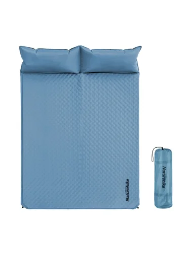 Коврик самонадувающийся Naturehike двойной,185х130х2,5 см, с подушками, голубой  brand: Naturehike, tsvet: Голубой, width_mm_2: 180, dlina_mm: 650, ves_kg_1: 2.45, material: Оксфорд, vysota_mm: 180