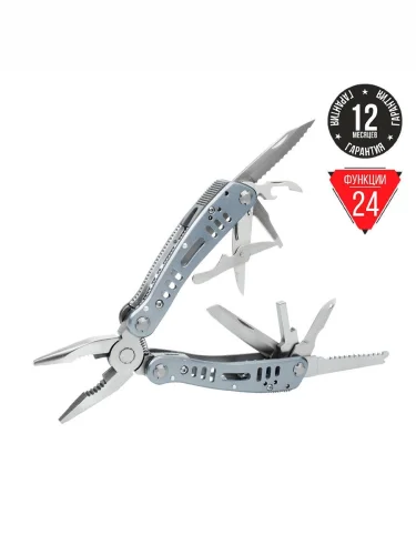 Мультитул GANZO, 165х18 мм, 24 предмета, цвет голубой  brand: GANZO, tsvet: Серебристый, width_mm_2: 80, dlina_mm: 140, ves_kg_1: 0.255, vysota_mm: 50
