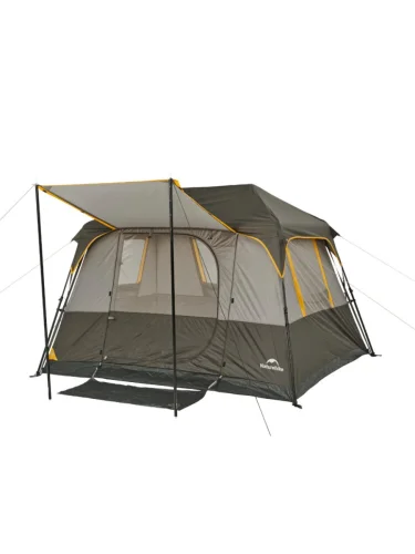 Палатка Naturehike Cape 5.2, 4-местная, быстросборная, серо-коричневая  brand: Naturehike, tsvet: Серый + коричневый, width_mm_2: 230, dlina_mm: 930, ves_kg_1: 7, material: Полиэстер, vysota_mm: 230