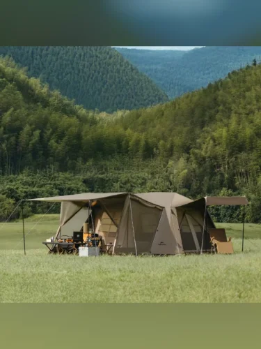 Палатка Naturehike Village 13 Ultimate Edition автоматическая 5-8-местная, с верандой, коричневая  brand: Naturehike, tsvet: Коричневый, width_mm_2: 300, dlina_mm: 1100, ves_kg_1: 26, material: Полиэстер, vysota_mm: 300