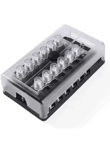 Держатель предохранителей 12 шт.  brand: РИФ, width_mm_2: 190, dlina_mm: 70, ves_kg_1: 0.485, vysota_mm: 110