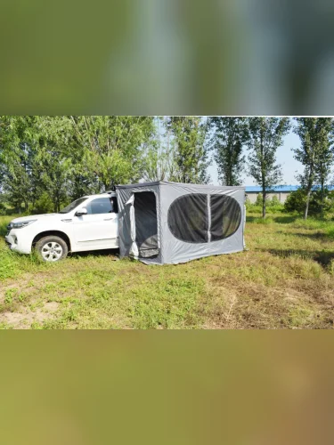 Стенки к автомобильной веерной маркизе (тамбур) РИФ 2.3х2 м, (левые) овальное окно  brand: РИФ, width_mm_2: 300, dlina_mm: 560, ves_kg_1: 12.8, vysota_mm: 300