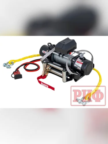 Лебёдка переносная РИФ 12000 c облегчённой площадкой и проводами (стальной трос)  brand: РИФ, tyagovoe_usilie_funty: 12000, tip: Электрическая, napryazhenie_pitaniya_v: 12, tros: Сталь, maksimalnaya_nagruzka_kg: 5400, width_mm_2: 580, dlina_mm: 400, ves_kg_1: 45.7, vysota_mm: 320, sposob_ustanovki: На тросах