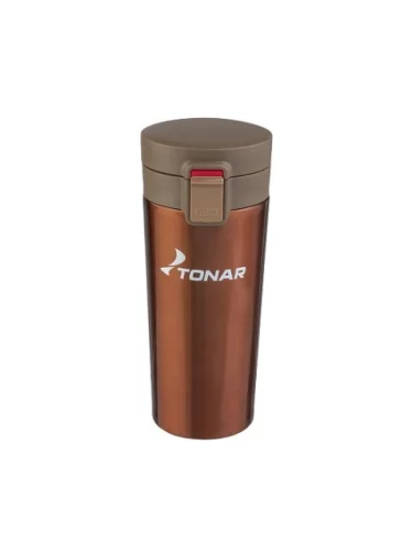Термос-кружка ТОНАР 400 мл., коричнево-кофейный  brand: ТОНАР, width_mm_2: 80, dlina_mm: 80, ves_kg_1: 0.363, material: Пищевая нержавеющая сталь, vysota_mm: 190