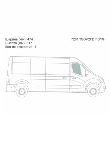 Стекло боковое опускное (Спереди Справа Цвет зеленый) Opel Movano 10- Renault Master 10-