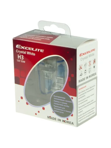 Лампа 12V H3 55W PK22s до 4300K (2шт.) Crystal White EXCELITE
