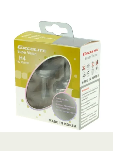 Лампа 12V H4 6055W P43t +50% до 3500K (2шт.) Super Vision EXCELITE