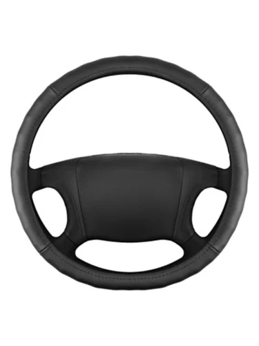 Оплетка руля (XXXL) 48-50см черная натуральная кожа SKYWAY
