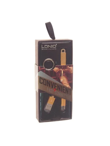 Кабель iPhone (5-)micro-USB 0.13м золотой брелок LDNIO