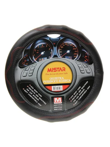 Оплетка руля (M) 37-39см черная MISTAR