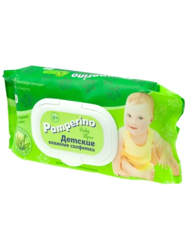 Салфетка влажная детская 25х15см в мягкой упаковке 50шт.с Алоэ Вера Pamperino АВАНГАРД