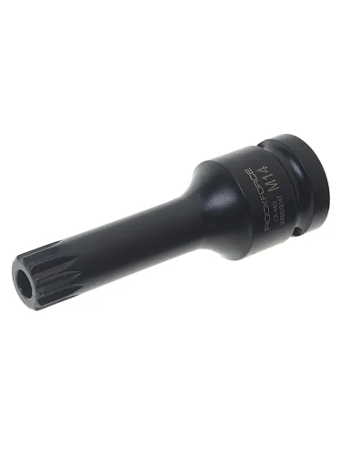 Бита-головка 12 SPLINE M14 с отверстием ударная глубокая ROCKFORCE