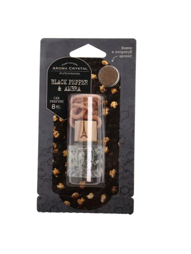 Ароматизатор подвесной жидкостный (black pepper&ambra) с деревянной крышкой 8г Aroma Cristal FOUETTE