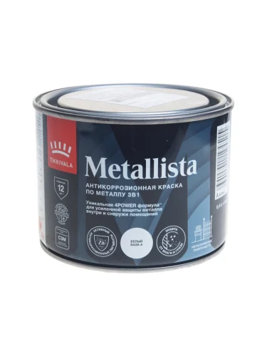 Краска по ржавчине белая 0.4л Metallista TIKKURILA