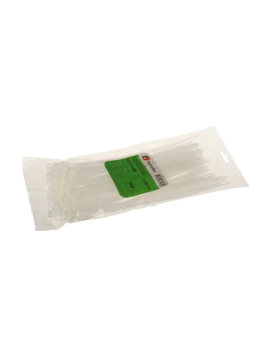 Хомут-стяжка 300х5.0 пластик белый с отверстием под винт (100шт.) FORTISFLEX