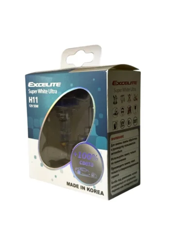 Лампа 12V H11 55W PGJ19-2 +100% до 4200K (2шт.) Super White Ultra EXCELITE