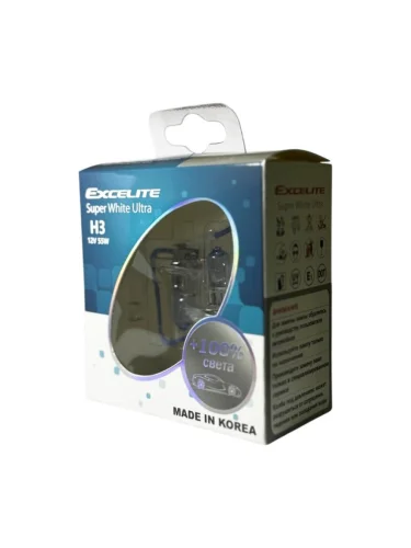 Лампа 12V H3 55W PK22s +100% до 4200K (2шт.) Super White Ultra EXCELITE