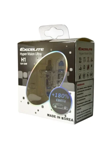 Лампа 12V H1 55W P14.5s +180% до 3600K (2шт.) Hyper Vision Ultra EXCELITE
