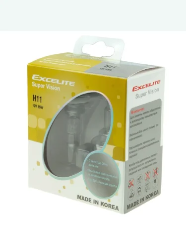 Лампа 12V H11 55W PGJ19-2 +50% до 3200K (2шт.) Super Vision EXCELITE