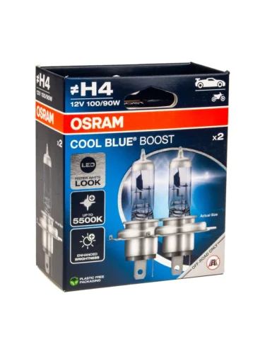 Лампа 12V H4 10090W P43t +50% 5000K бокс (2шт.) Cool Blue Boost OSRAM