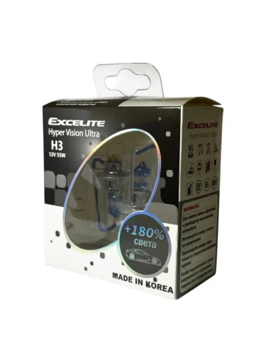 Лампа 12V H3 55W PK22s +180% до 3600K (2шт.) Hyper Vision Ultra EXCELITE